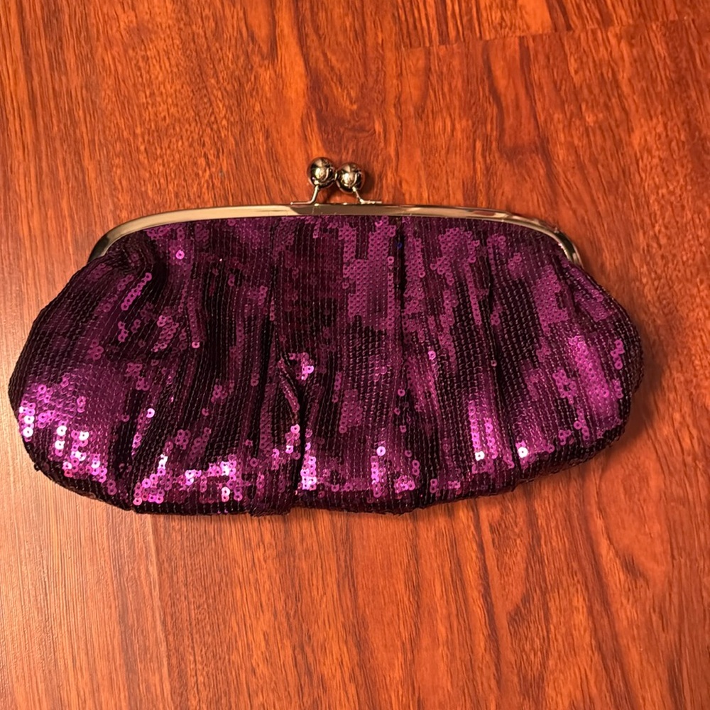 Mossimo purple sequin clutch